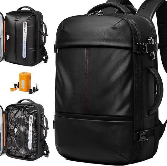 IKYWT Vacuum Seal Backpack Travel with Ultra-Power Pump, 80L Expandable Travel Backpack with Vacuum System w/TSA Lock