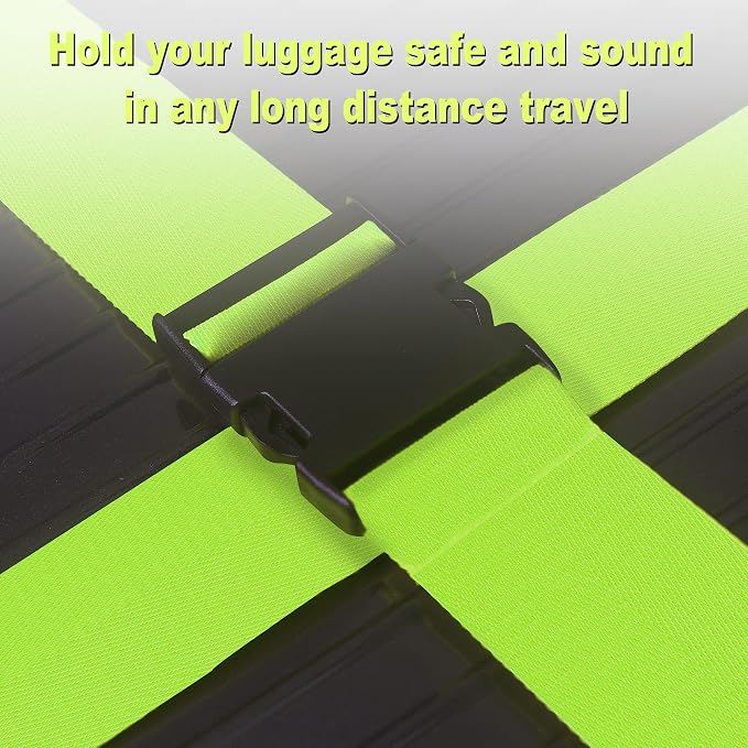 Luggage Straps for Suitcases TSA Approved Travel Belt 8 Pack by Chelmon (Green) - Image 4