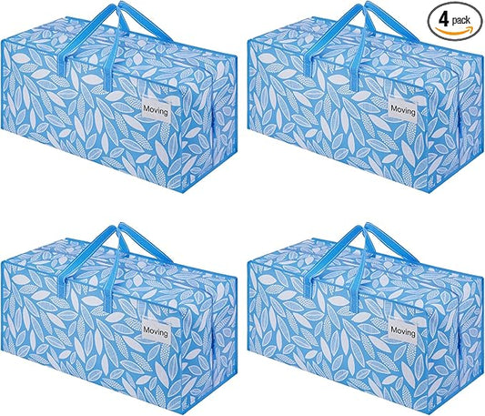 VENO 4 Pack Heavy Duty Moving Bags with Backpack Straps, Zippers & Handles, Extra Large Packing Bags for College Dorm Essentials, Moving Supplies Alternative to Cardboard Moving Boxes
