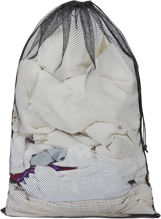 Berlune Large Mesh Laundry Bags, 24 x 36 Inch Bulk Wash Set with Drawstring for Commercial Use, Dorms, Vacation Rentals, Laundromats, Apartments & Facilities(Black,1)