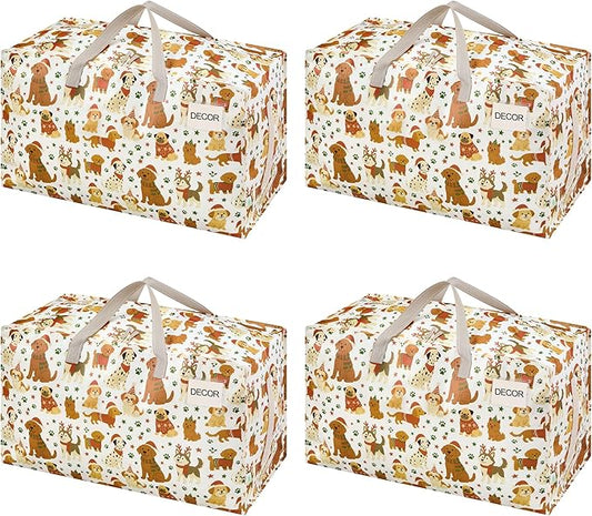 VENO 4 Pack Extra Large Heavy Duty Moving Bags with Wide Opening & Reinforced Handles, Reusable Storage Tote Bags with Strong Zippers for Clothes, College Dorm Essentials & Moving Supplies
