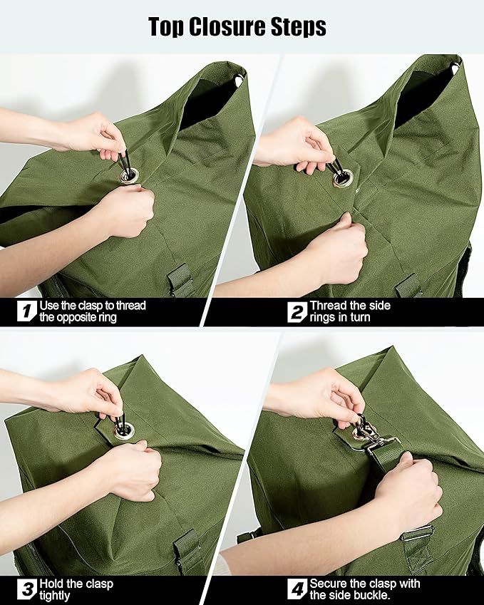 PGmoon Military Duffle Bag,110L Extra Large Army Backpack Heavy Duty Sea Bag with Removable Pocket for Camp, Outdoor or Laundry Bag (Patent Design)
