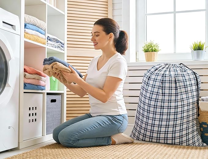 ZPECC Bulk Travel Laundry Bag,Extra Large Heavy Duty Laundry Bags 24 Pack,Washable Dirty Clothes Organizer XL for College Dorm Hotel Camping and Home Storage 30x40(Checkered)