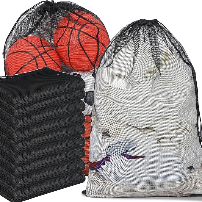 Berlune Large Mesh Laundry Bags, 24 x 36 Inch Bulk Wash Set with Drawstring for Commercial Use, Dorms, Vacation Rentals, Laundromats, Apartments & Facilities(Black,30)
