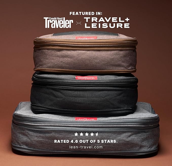 LeanTravel Premium Compression Packing Cubes for Travel - Suitcase Organizer Bags with Double Zipper & Breathable Mesh Panel - Space Saving Carry On Luggage Essentials (1 Large Bag, Grey)