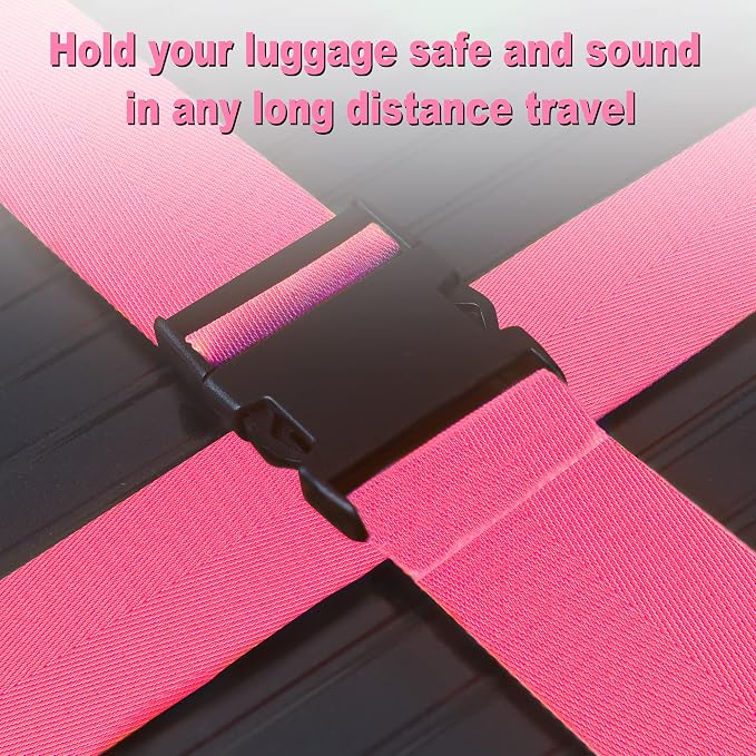 Luggage Straps for Suitcases TSA Approved Travel Belt 4 Pack by Chelmon (Rose Red) - Image 4