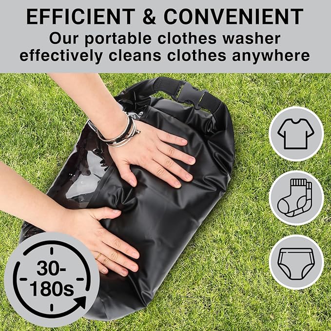 Travel Washing Machine & Retractable Clothesline - Hand Washing Machine & Portable Clothes Washer - Durable Travel Laundry Wash Bag & Camping Washing Machine - Portable Manual Clothes Washer
