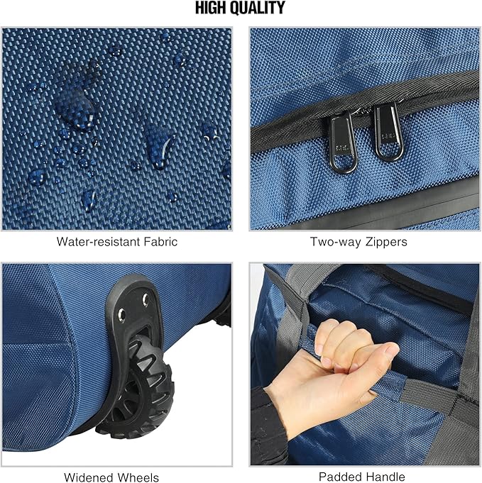 REDCAMP 85L/120L/140L Foldable Duffle Bag with Wheels, Large Travel Duffel Bag