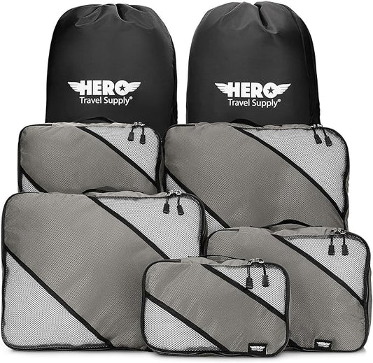 HERO Packing Cubes for Travel (Set of 5) Luggage Organizer with 2 Laundry Bags, Versatile Suitcase Organizer for Men & Women – Travel Accessories for Carry On, Airplane, Road Trip