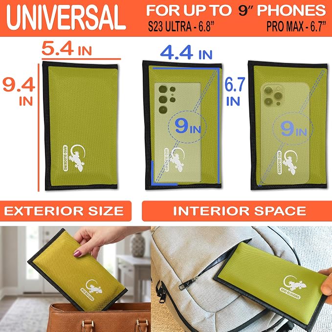 Faraday Bag Anti-Tracking GPS RFID Car Key Signal Blocker Wallet Shielding Pouch Protective Case for Cell Phone Car Key FOB, Data Privacy, Electronic Device Security (YELLOW - NYLON) - Image 3