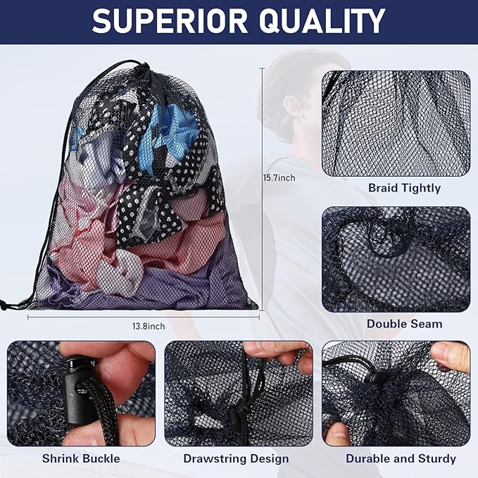 10/20/40/60/100PCS Durable Delicate Nylon Mesh Drawstring Bag - Multicolor Small Gym Travel Beach Bag With Locking Closure For College, Gym, Yoga, Sport