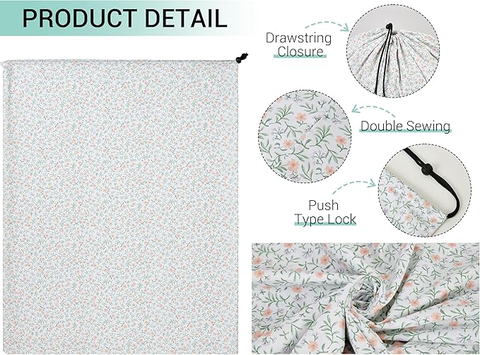 ZPECC Bulk Travel Laundry Bag,Extra Large Heavy Duty Laundry Bags 24 Pack,Washable Dirty Clothes Organizer XL for College Dorm Hotel Camping and Home Storage 30x40(Green Flower)