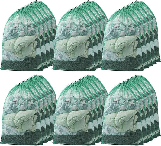 Berlune Large Mesh Laundry Bags, 24 x 36 Inch Bulk Wash Set with Drawstring for Commercial Use, Dorms, Vacation Rentals, Laundromats, Apartments & Facilities(Green,30)