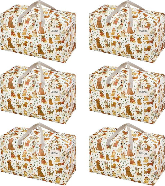 VENO 6 Pack Extra Large Heavy Duty Moving Bags with Wide Opening & Reinforced Handles, Reusable Storage Tote Bags with Strong Zippers for Clothes, College Dorm Essentials & Moving Supplies